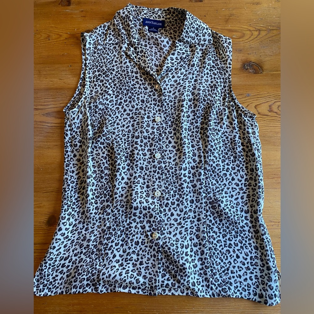 chic leopard print silk Ann Taylor